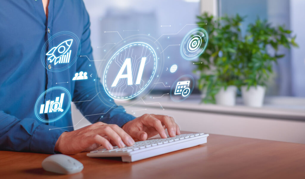 futuristic ai show over keyboard