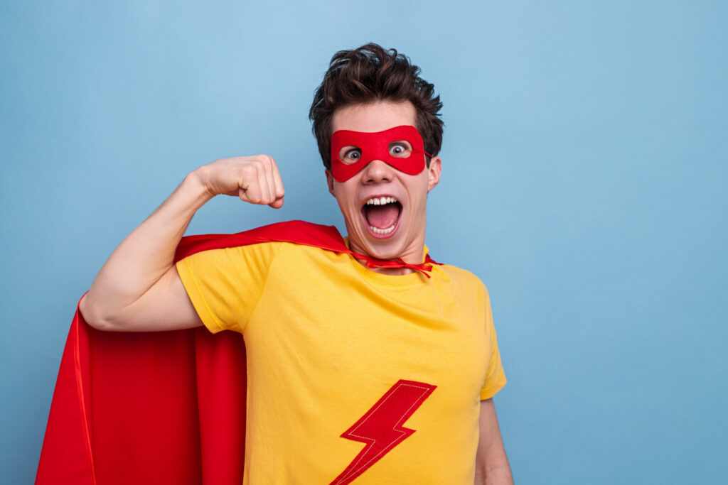 Super Hero with a lightning bolt